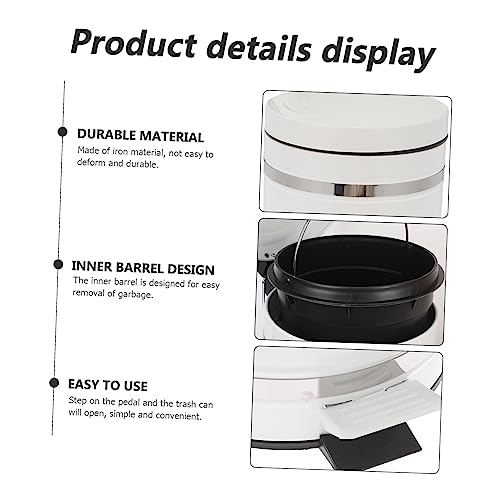 Caneca de basura rectangular con pedal 5 L blanco miniatura 4
