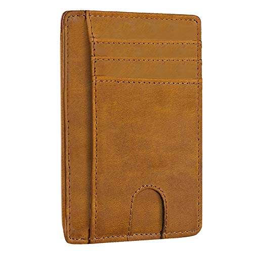 Ovecat RFID Blocking Leather Wallets Titular de Tarjeta Simple para Hombres, Mujeres Cover