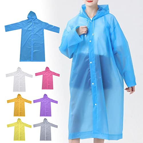 Rain Ponchos for Adults, Eva Material Waterproof Quick-Dry Fabric Rain Ponchos Hoodie with Drawstring Adjustment for Outdoor，Blue - image 3