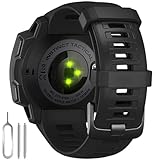 22mm Watch Band for Garmin Instinct 2, Soft Silicone Replacement Band Strap for Garmin Instinct Esports/Solar/Tide/Tactical Smart Watch (Black)