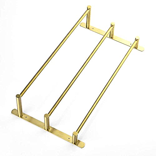 Porte-serviettes laiton or brossé à trois couches pour fixation murale douche
