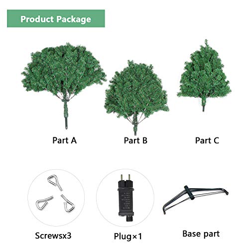 SHareconn 7.5 ft Pre-Lit Premium Artificial Spruce Hinged Christmas Tree with 550 Clear Lights, 1800 Branch Tips and Metal Stand - Thumbnail 4