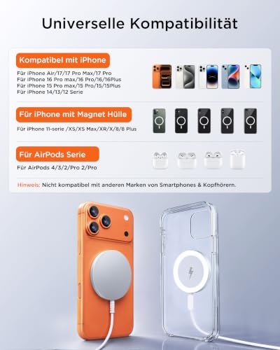 Mag-Safe Ladegerät für iPhone Ladestation: Starker Magnet Wireless Charger – Ansicht 2