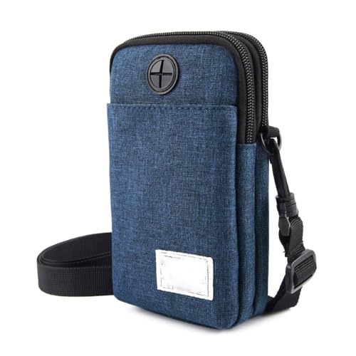 Generic Waterproof Oxford Cloth Waist Bag Purse Anti-theft Money Document Card Storage Bag Portable Neck Wallet Mobile Phone Bag Passport Pouch Blue 10x17 cm