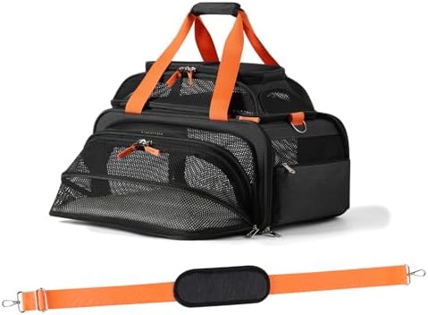 17x12x8.3 TSA Approved Expandable pet Carrier for Extra-Small Dog Under 6-8 lbs,Small-Medium cat Under 10 lbs,for jetblue and Other Airlines only Have 8.5'' Height Space underseat