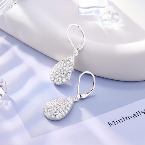 Elegant ALEXCRAFT Sterling Silver Teardrop Earrings with Cubic Zirconia – Hypoallergenic Leverback Design for Women - Image 7
