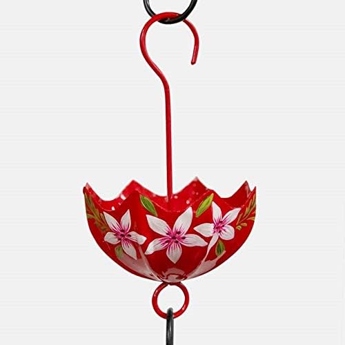 Parasol ANT Moat for Hummingbird Feeder Red Botanical Handpainted