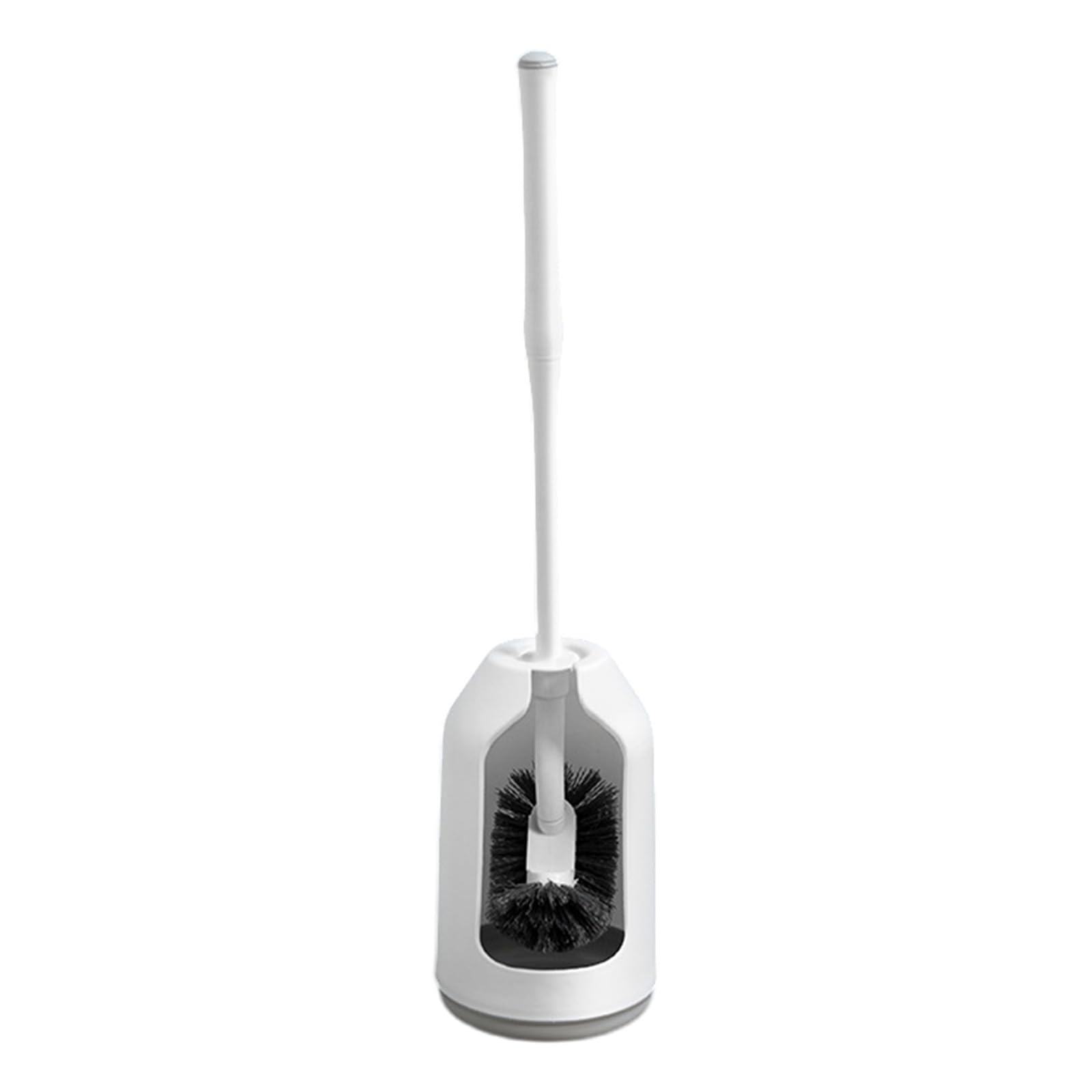 Compact Bathroom Brush and Holder Set for Scrubbing At Tight Space Curved Bristles Toilet Bowl Scrubber Long Handle Curved Toilet Bowl Brush with Organizers