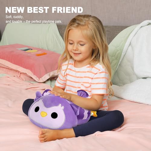 Onsoyours Cute Owl Plushie, Soft Stuffed Owl Squishy Plush Animal Toy Pillow for Kids (Purple Owl, 12\") - Thumbnail 7