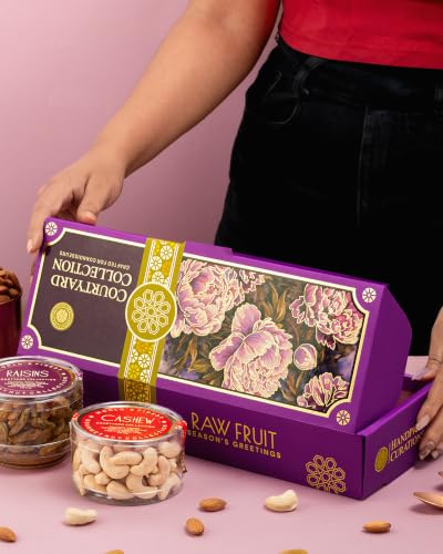 Image of Hyperfoods Dry Fruits Gift Box 375g RawFruit Courtyard Collection Pack of 3 DryFruits Gift Pack Rakhi Gift for Brother Rakhi Hamper for Sister Dry Fruits Gift Hamper Dryfruit Box for Gift