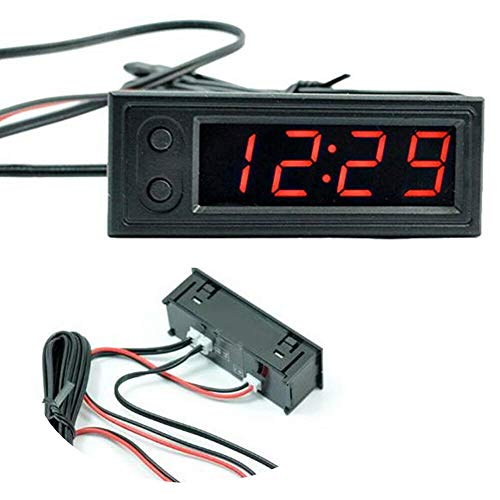 Car Clock Thermometer Voltmeter Car Temperature Clock - Car Clock 12V 3 in 1 Thermometers Voltmeter Gauge Electronic Clock LED Digital Display LCD Screen