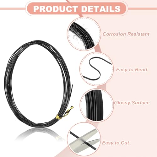 Image of uxcell 1 Rolls 24 Gauge Flat Aluminum Wire, 16.40 ft Soft Craft Wire for Flower Bonsai Crafts Carving DIY Bezel Sculpting Gem Metal Wrap, Black