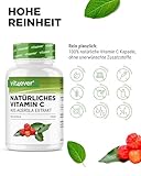 vit4ever Natürliches Vitamin C aus Acerola Extrakt - 365 Kapseln - Hochdosiert - Premium Rohstoff - Ohne unerwünschte Zusätze - Vegan