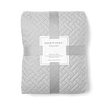 Brentfords Bed Throw King Size Geometric Pinsonic Quilted Bedspread, Luxurious Super Soft Silver Grey Lightweight King Size Quilted Blanket Throw Over for Sofa, 200 x 240cm