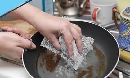 Image of Kitchen Scrubber with Sponge - Pack of 4 | Scratch-Proof Dishwashing Sponge for Utensils | Steel Wire Non-Scratch Scrubber for All Cookware, Appliances & Surfaces