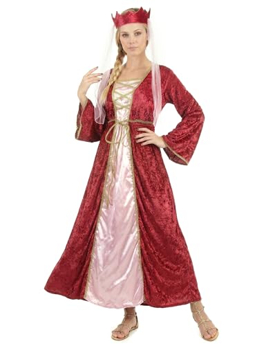 DEGUISE TOI - Déguisement rouge reine médiévale femme - Robe - Coiffe - S - Rouge - Déguisements adultes - 100% Polyester - A la main - Carnaval – vue 2