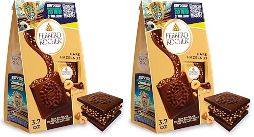Ferrero Rocher Premium Dark Hazelnut chocolate squares, Individually Wrapped Chocolates, Great for Sharing or Gifting, 3.7 oz (Pack of 2)
