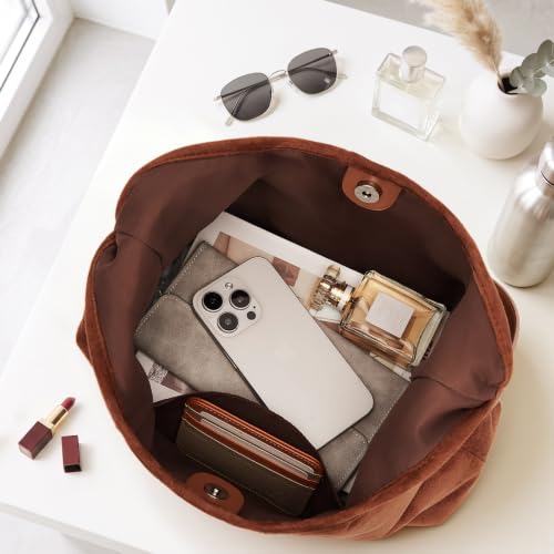 Image of Slouchy Suede Hobo Bag Brown Faux Suede Purse Large Fall Shoulder Bag