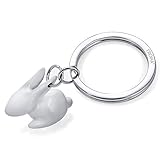 TROIKA Schlüsselanhänger Schneehase - KR16-23/WH - Hase, Schneehase - Häschen - Kaninchen - weiß - Metall/Emaille - das Original von TROIKA