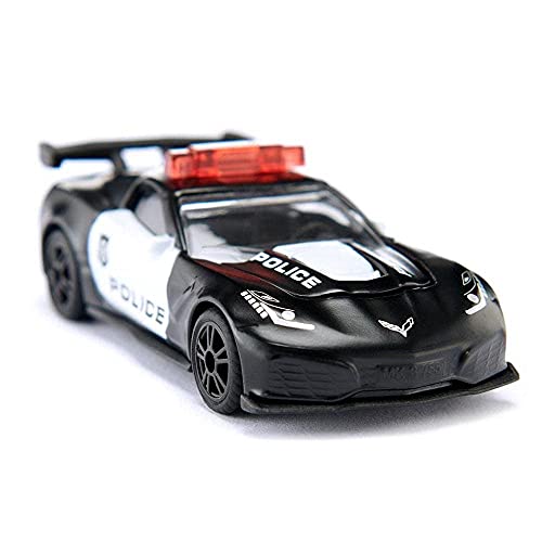 siku 1545, Chevrolet Corvette ZR1 Police, Metall/Kunststoff, Schwarz/Weiß, Motorhaube zum Öffnen, USA-Polizei Design