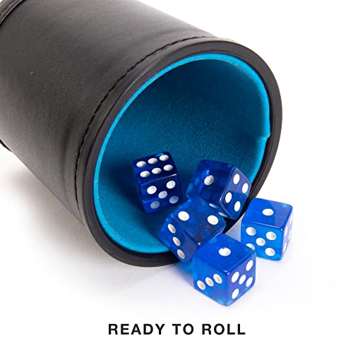 Professional Shaker Cups | Leather With Velvet Felt-Lined Interior | 5 Multicolor Lined Cups And 25 Multicolor Dice Set #TOP4