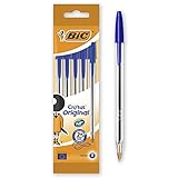 Bic Cristal Original Bolígrafos - Blíster de 5 Unidad, Espunta Media (1.0 mm), Color Azul