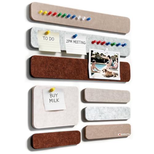 Image of Climberty Modular Cork Board Alternative Felt Strip Board-Customizable Pin Board Set with Multi-Size Strips&20Push Pins, Adhesive Install for Wall Organization & Home Office Decor