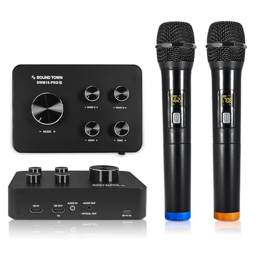 Sound Town Wireless Microphone Karaoke Mixer System, Supports HDMI ARC, Optical (Toslink), Smart TV, Media Box, PC, Bluetooth, Soundbar, Receiver, AUX (SWM15-PROS)