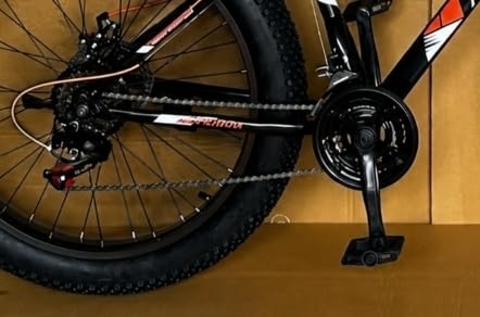 Image of Appebrow Jaguar Adult Unisex Fat Tyre Front Mountain Bike, 26-Inch Wheels, Disc Brakes, Orange and Black