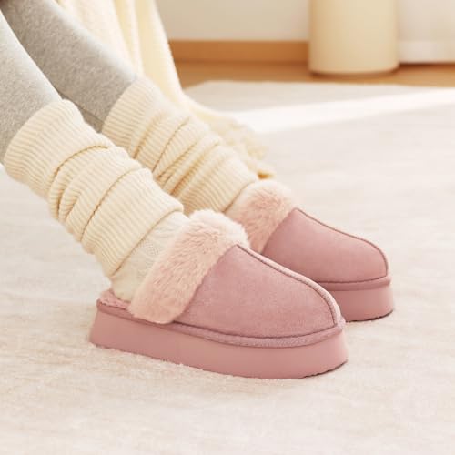 Image of Litfun Fuzzy Memory Foam Slippers for Women Indoor Outdoor House Shoes