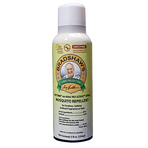 Bradshaw's ANYTIME no-bite/No scent spray - Does not smell like essential oils. Bold smell going on like soap. mosquito repellent lotion spray