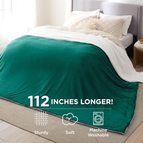 Image of Bedsure GentleSoft Sherpa Fleece Cal King Blankets for Bed, Non-Heated, Thick and Warm Oversized Throw for Women and Men, Soft Fuzzy Plush Large Blanket for Winter, Forest Green, 112x98 Inches