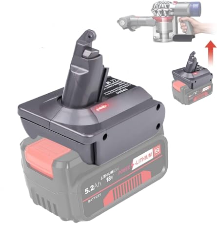 Adaptateur de Batterie Amélioré pour Dyson V6 Aspirateur, TEPULAS Adaptateur D'aspirateur pour Einhel 18V Converti pour Dyson V6 Animal Absolu Stick Fayhed Awayers