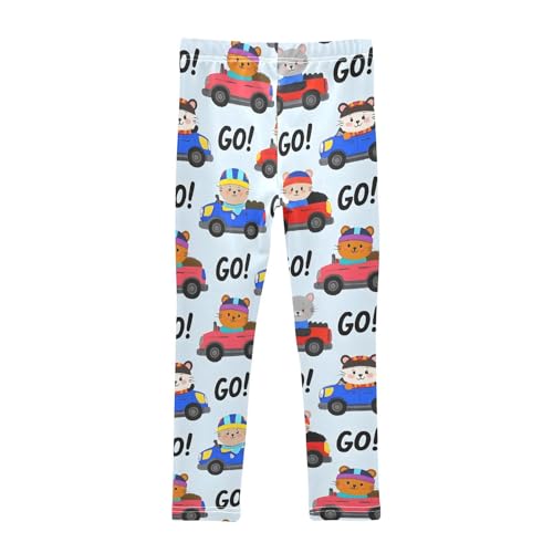 Cute Cat Car Girls Leggings Soft Stretch Workout Yoga Dance Pants for Kids Casual Tights2