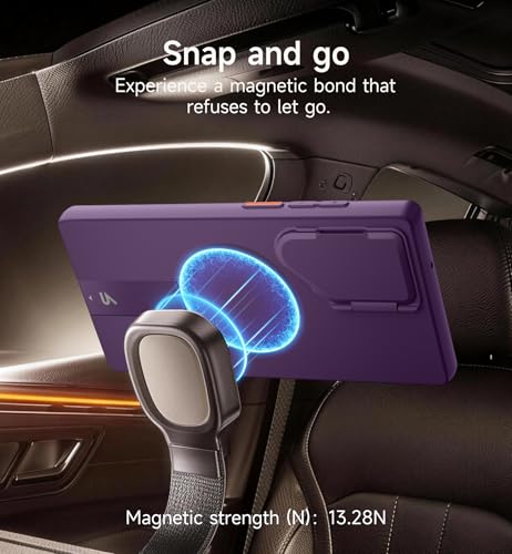 Image of SURITCH for Samsung Galaxy S23 Ultra Phone Case, Magnetic Protective Cover with Camera Cover & Adjustable Metal Kickstand for Galaxy S23 Ultra -Dark Purple