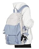 coowoz School Bag Lightweight Casual Daypack College Laptop Backpack for Men Women Water Resistant Travel Rucksack for Sports High School Middle Bookbag for girls(Blue white)