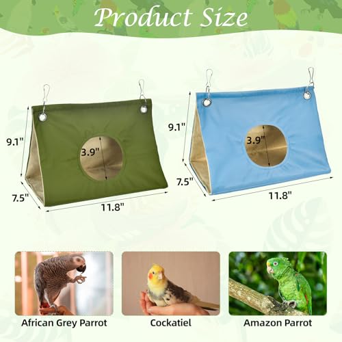 Image of Parrot Hanging Nest House Parrot Hideaway Cave Bed Tent Cozy Snuggle Sleeping Hut Bird Hanging Hammock for Parakeets, African Grey, Cockatoo, Amazon Parrots, Cockatiels.(Blue)