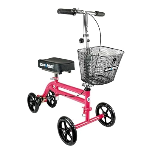 KneeRover Steerable Knee Scooter Knee Walker Crutch Alternative in Hot Pink