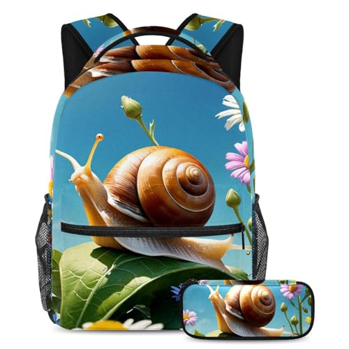 Sac à dos escargot et fleur, compagnon coloré pour une rentrée scolaire pleine de joie