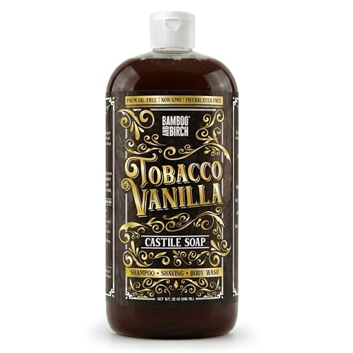 BAMBOO AND BIRCH Castile Soap Liquid Tobacco Vanilla 32 oz