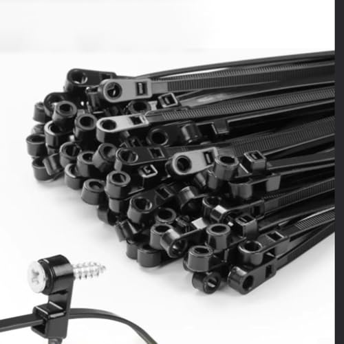 Attaches de câble en nylon avec trou de vis, sangles autobloquantes et montables, 4 mm de large, 100 mm de long pour attaches zippées, organiseurs de câbles de fixation robustes, lot d'attaches – vue 8