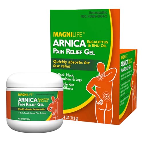 MagniLife Arnica Pain Relief Gel, 4 Oz, Fast-Acting Neck & Back Pain Reliever with Eucalyptus & Emu...
