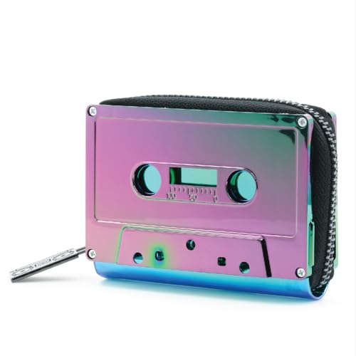 Image of Fydelity Rainbow Cassette Wallet, Cute Wallet for Women, Retro 80s Card Holder
