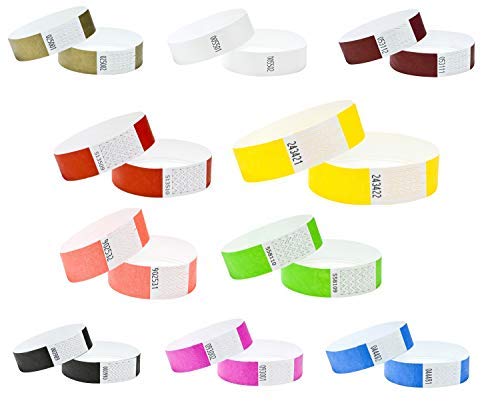 Made from Tyvek. 1000 Pack Multicoloured Paper Like Bands Bracelets for Events