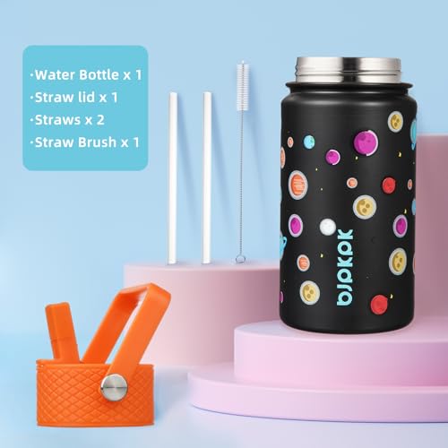 Image of BJPKPK Insulated Water Bottle, 15oz Stainless Steel with Straw Lid