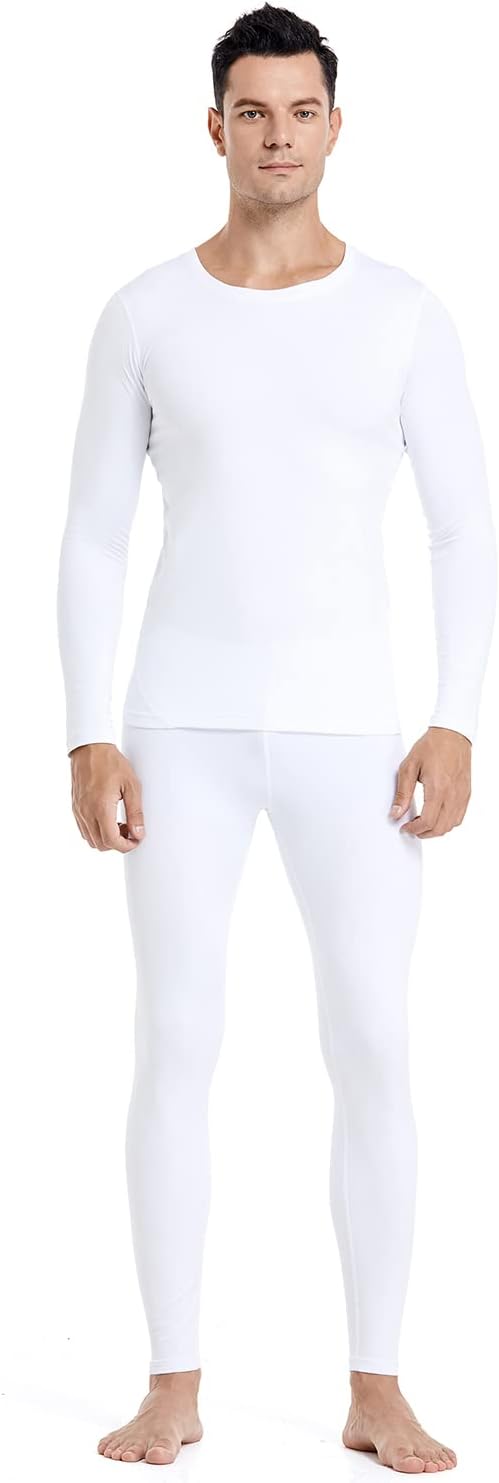 PISIQI Thermal Underwear Men Ultra-Soft Long Johns Set with Fleece Lined Base Layer Winter Skiing Warm Top & Bottom