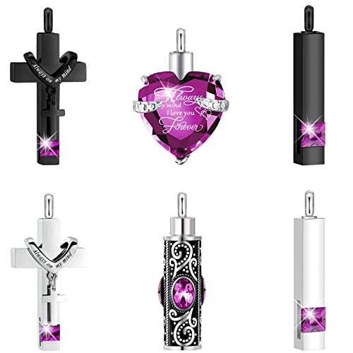 Fumete 6 Pcs Ashes Necklace Urn Jewelry for Human Ashes Memorial - Men & Women Pendant
