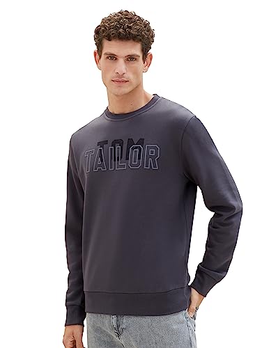 TOM TAILOR Herren 1037806 Basic Crewneck Sweatshirt mit Logo-Print,...