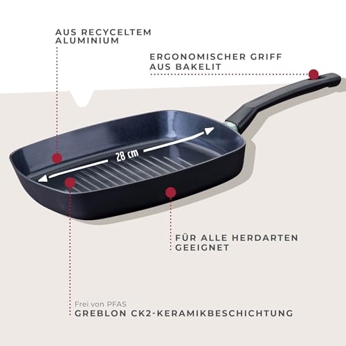 Gril céramique sans PFAS Fackelmann 28 cm pour cuisson saine - 3