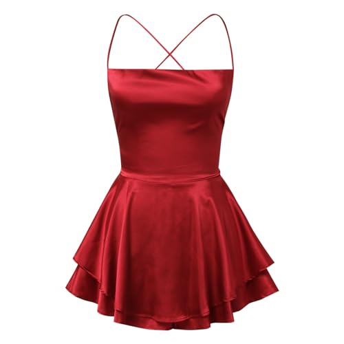 Mono mini vestido de satén con volantes para noches de verano 2